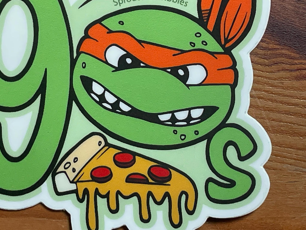 1990 Sticker with Skateboard and Turtle | Weatherproof Vinyl