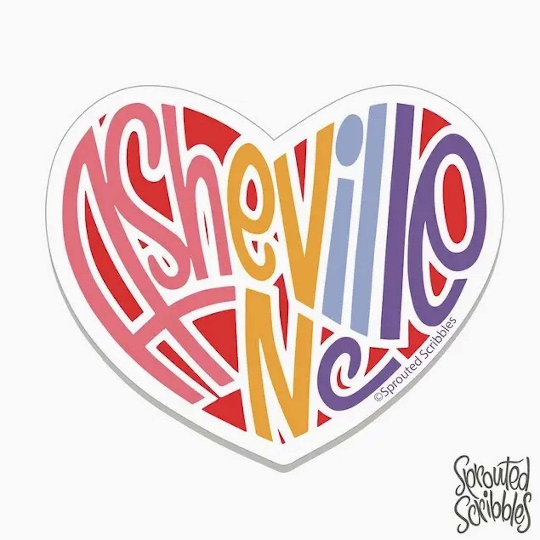 Asheville Heart Sticker | Colorful Rainbow
