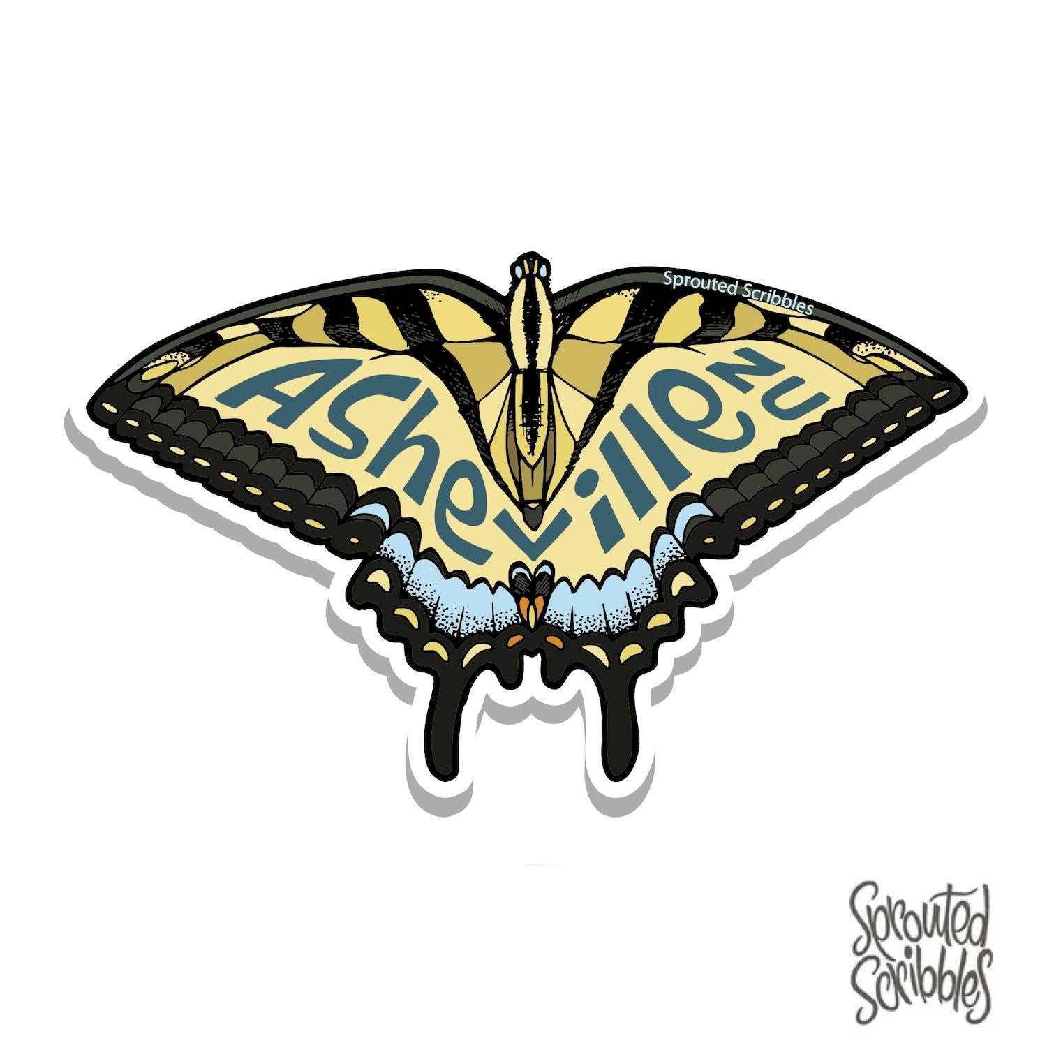 Asheville Butterfly Sticker | Eastern Tiger Swallowtail | Weatherproof Vinyl