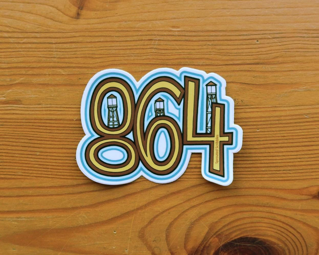 864 Area Code Sticker