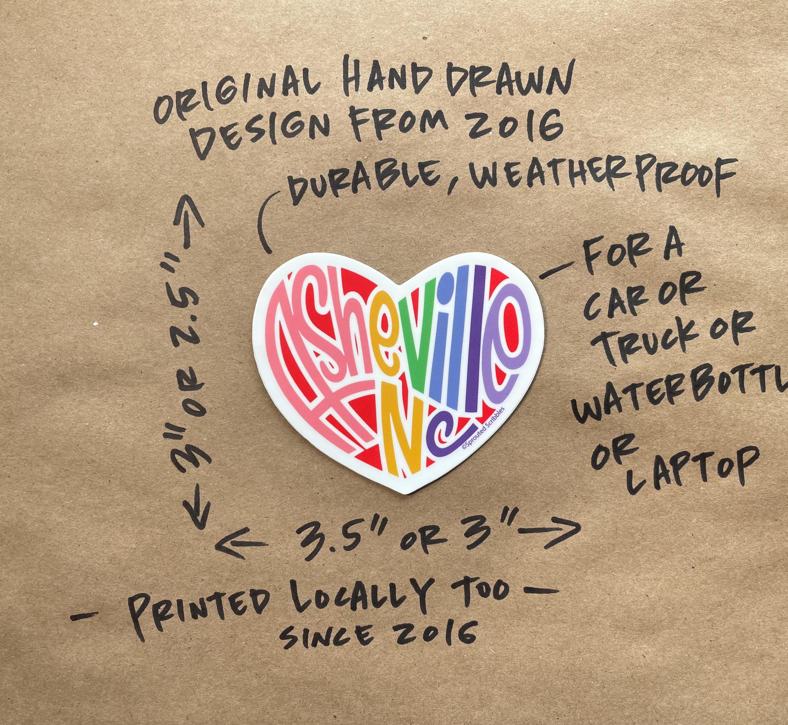 Asheville Heart Sticker | Colorful Rainbow