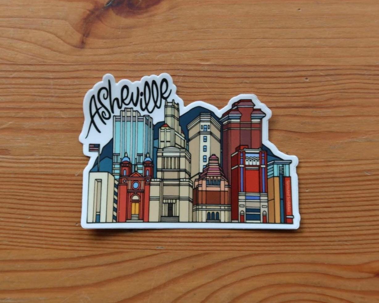 Asheville City Buildings Sticker | Downtown Cityscape