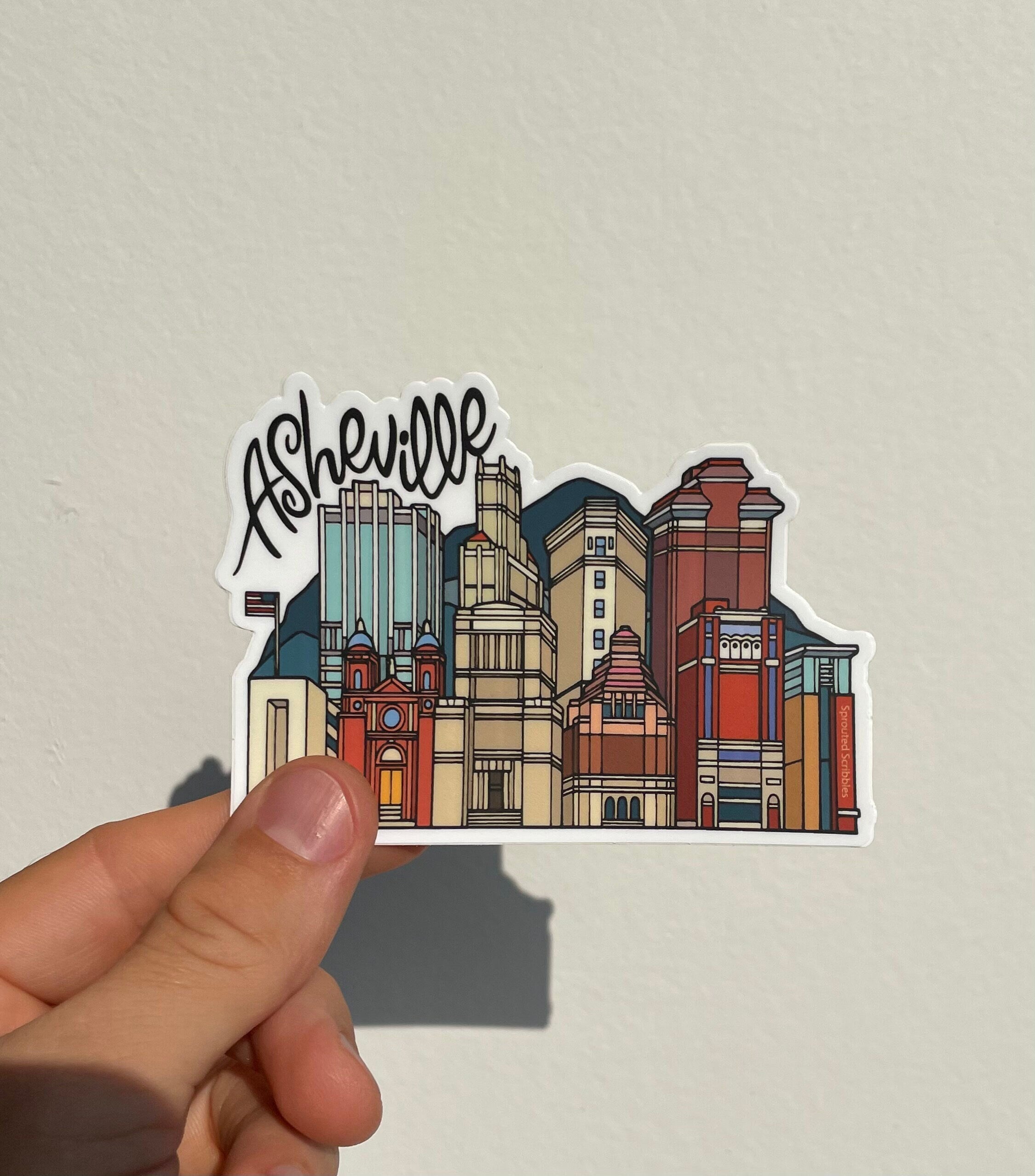 Asheville City Buildings Sticker | Downtown Cityscape
