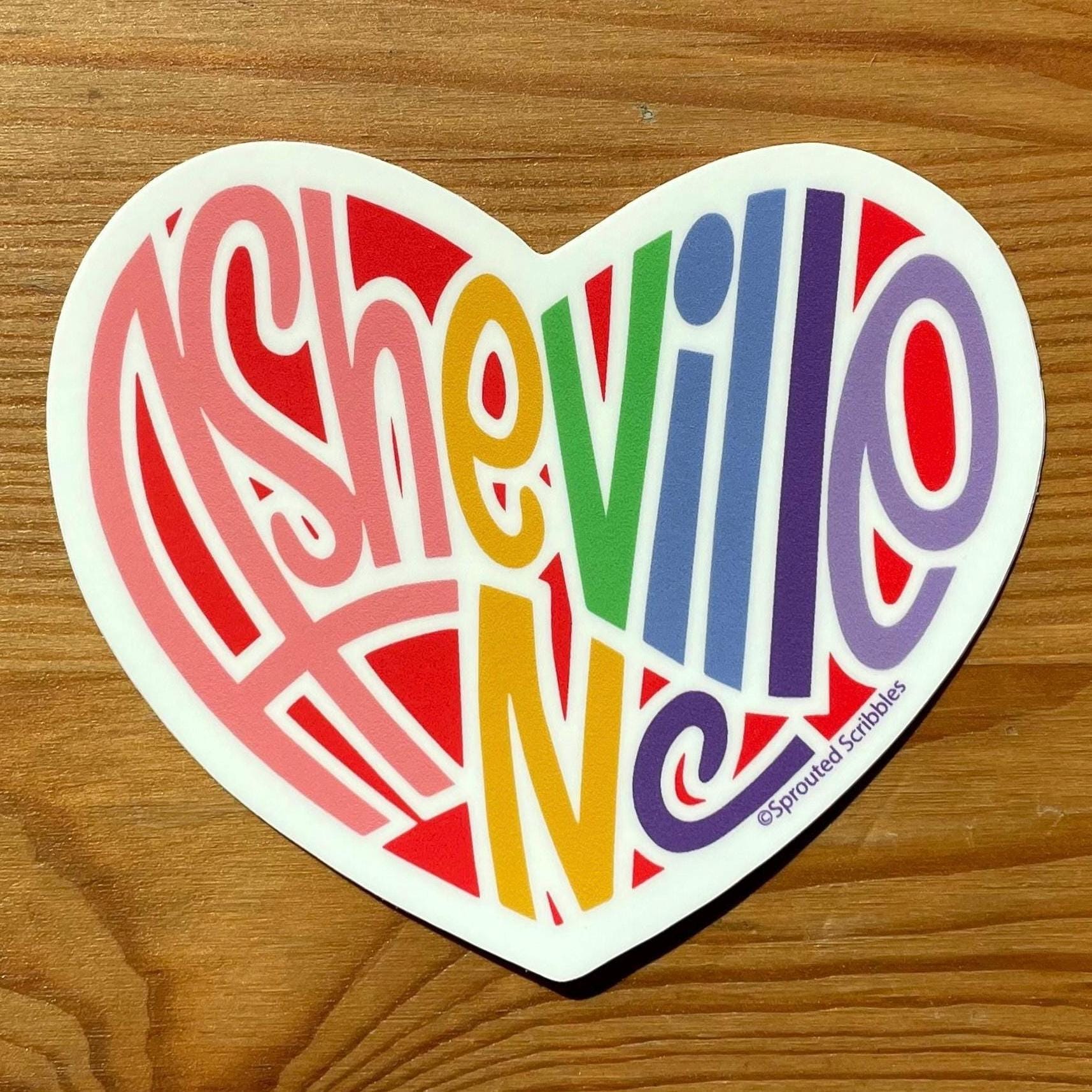 Asheville Heart Sticker | Colorful Rainbow
