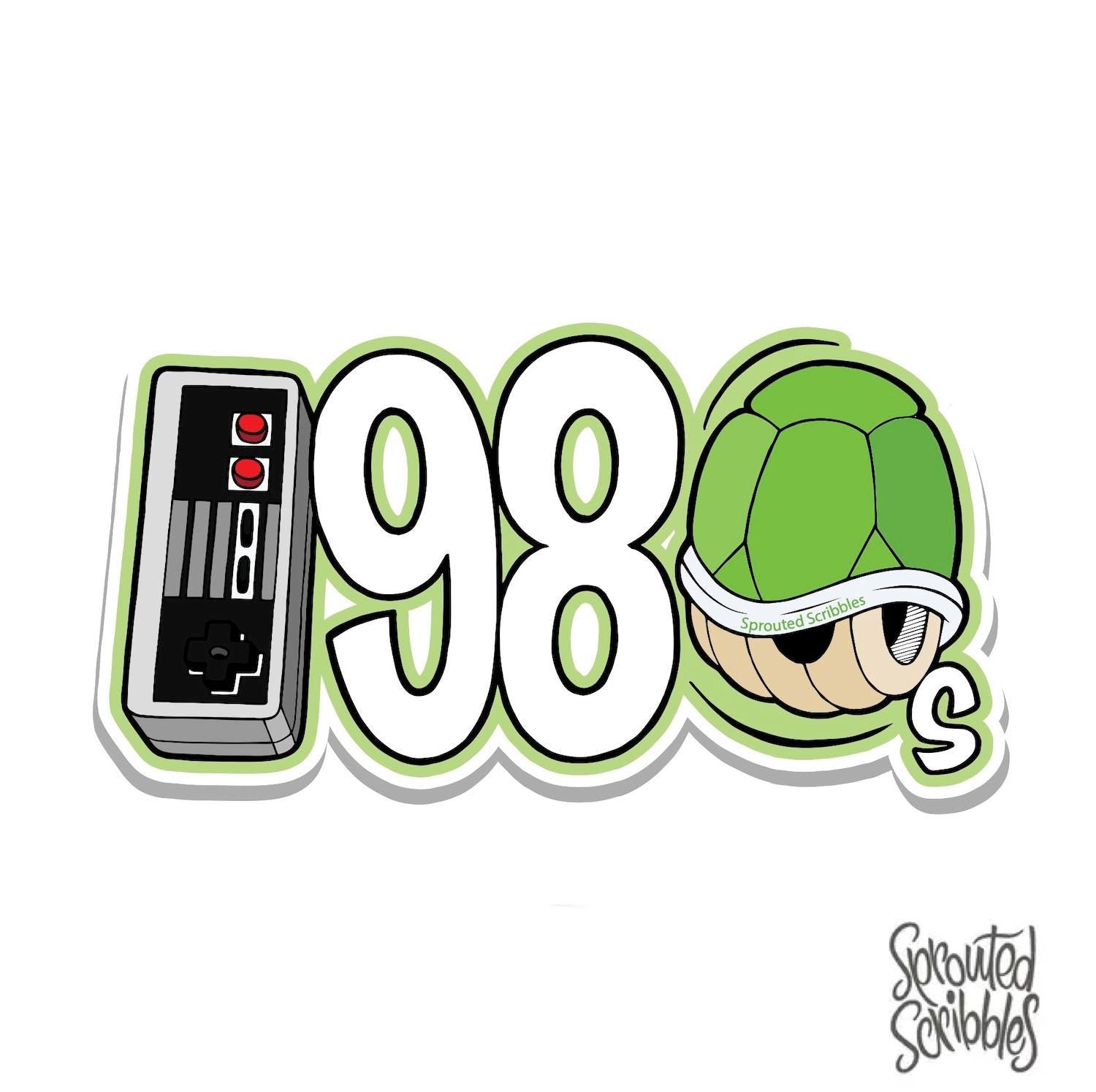 1980 Sticker with Shell and Gaming Controller | 80s Nostalgia