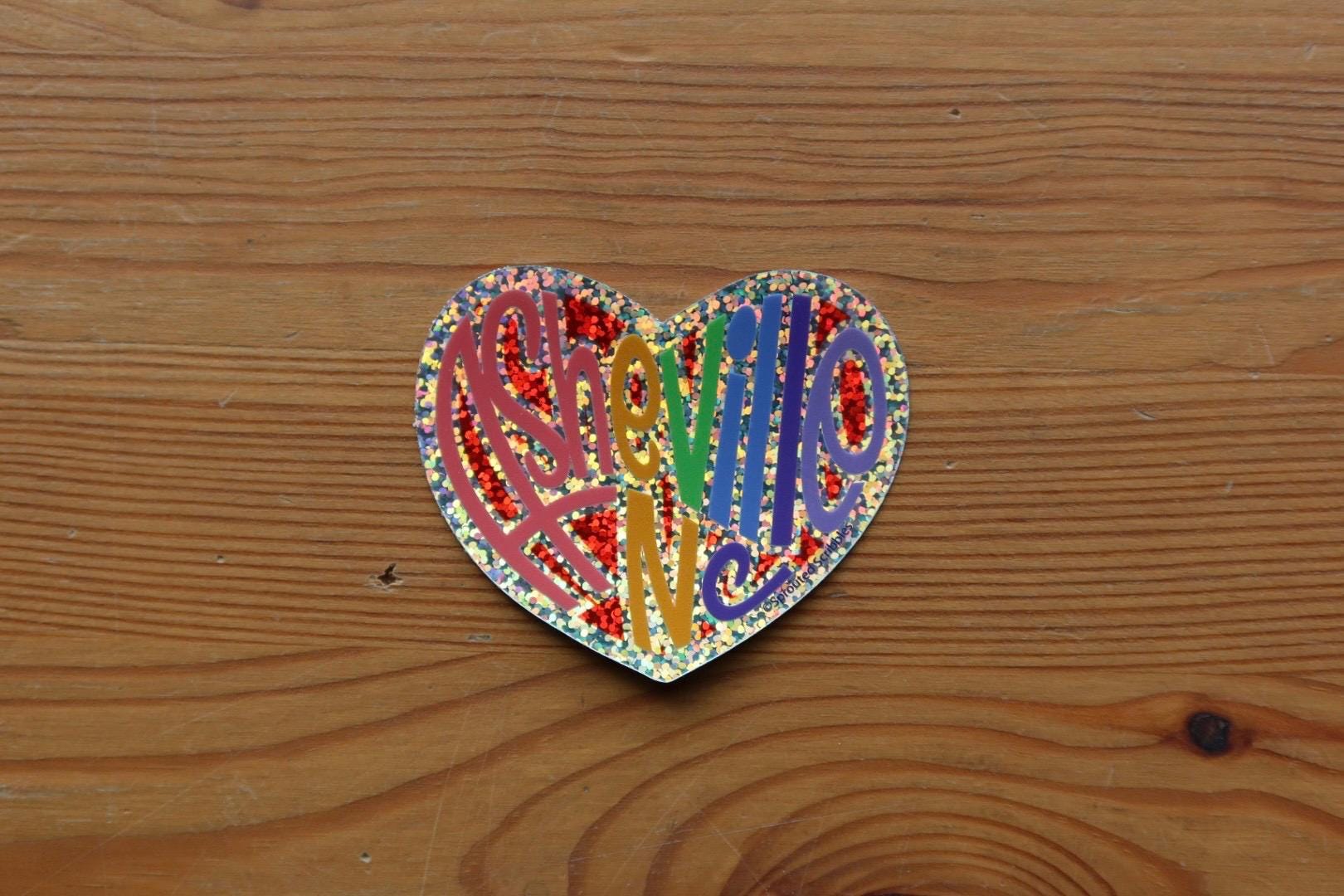 Asheville GLITTER Heart Sticker