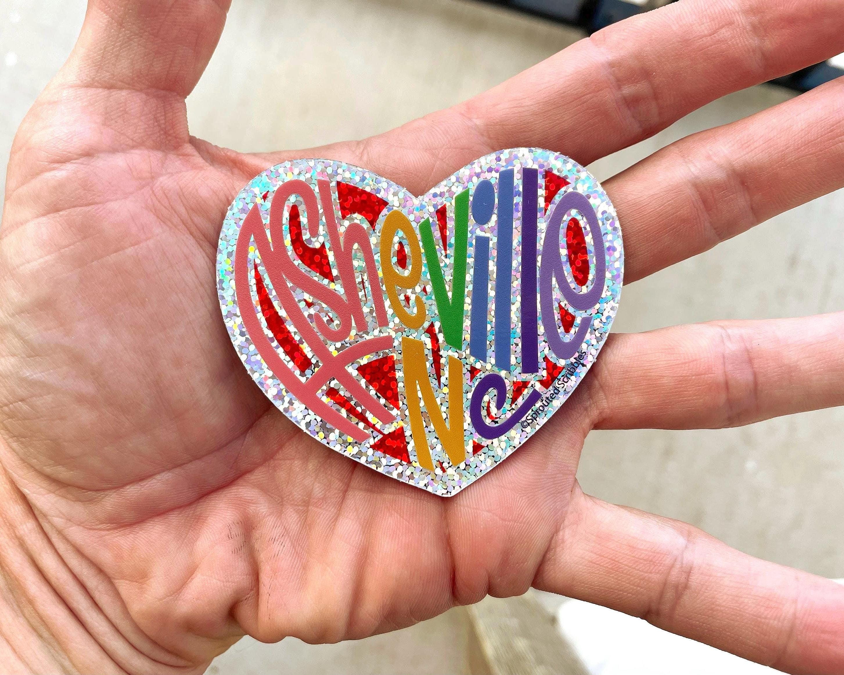 Asheville GLITTER Heart Sticker