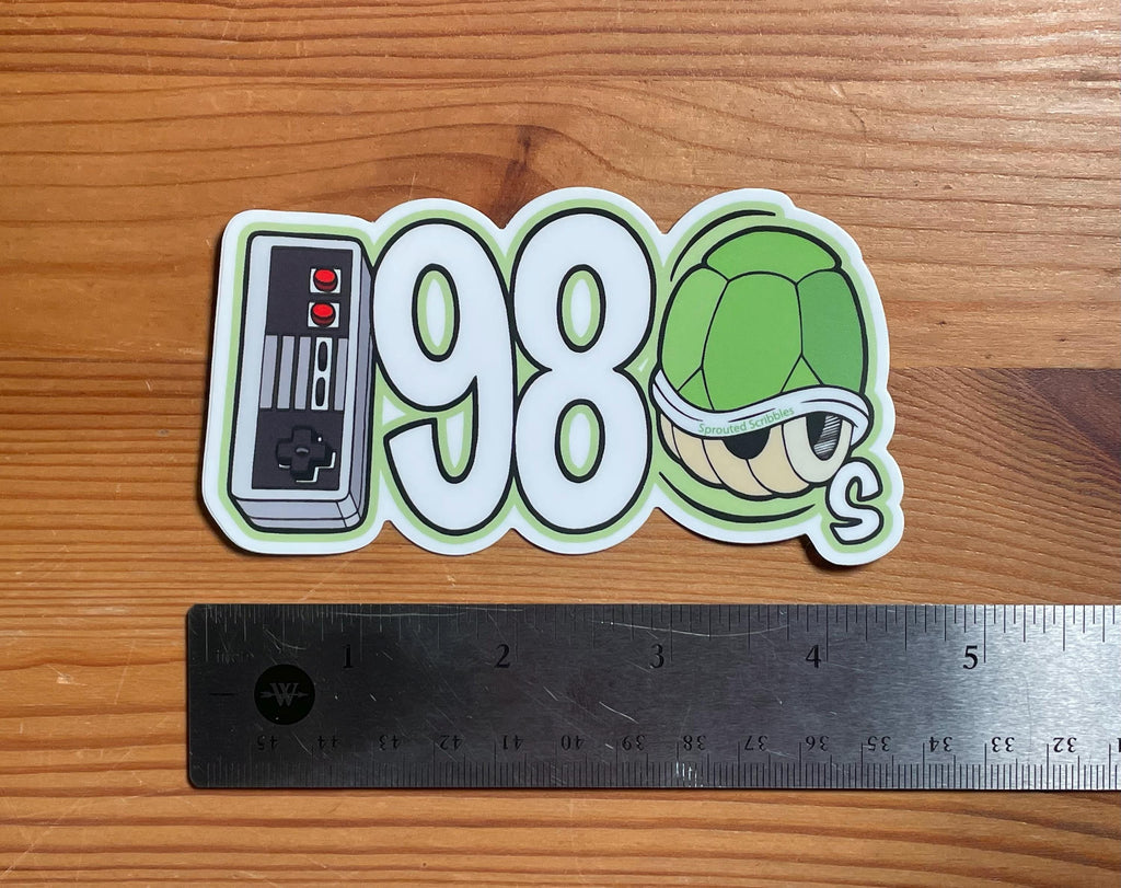 1980 Sticker with Shell and Gaming Controller | 80s Nostalgia