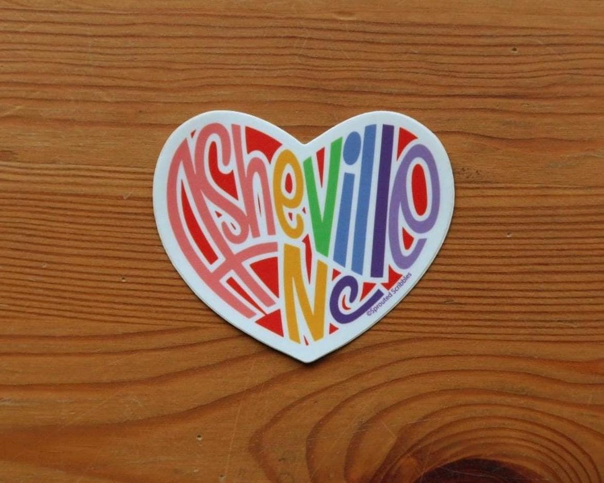 Asheville Heart Sticker | Colorful Rainbow