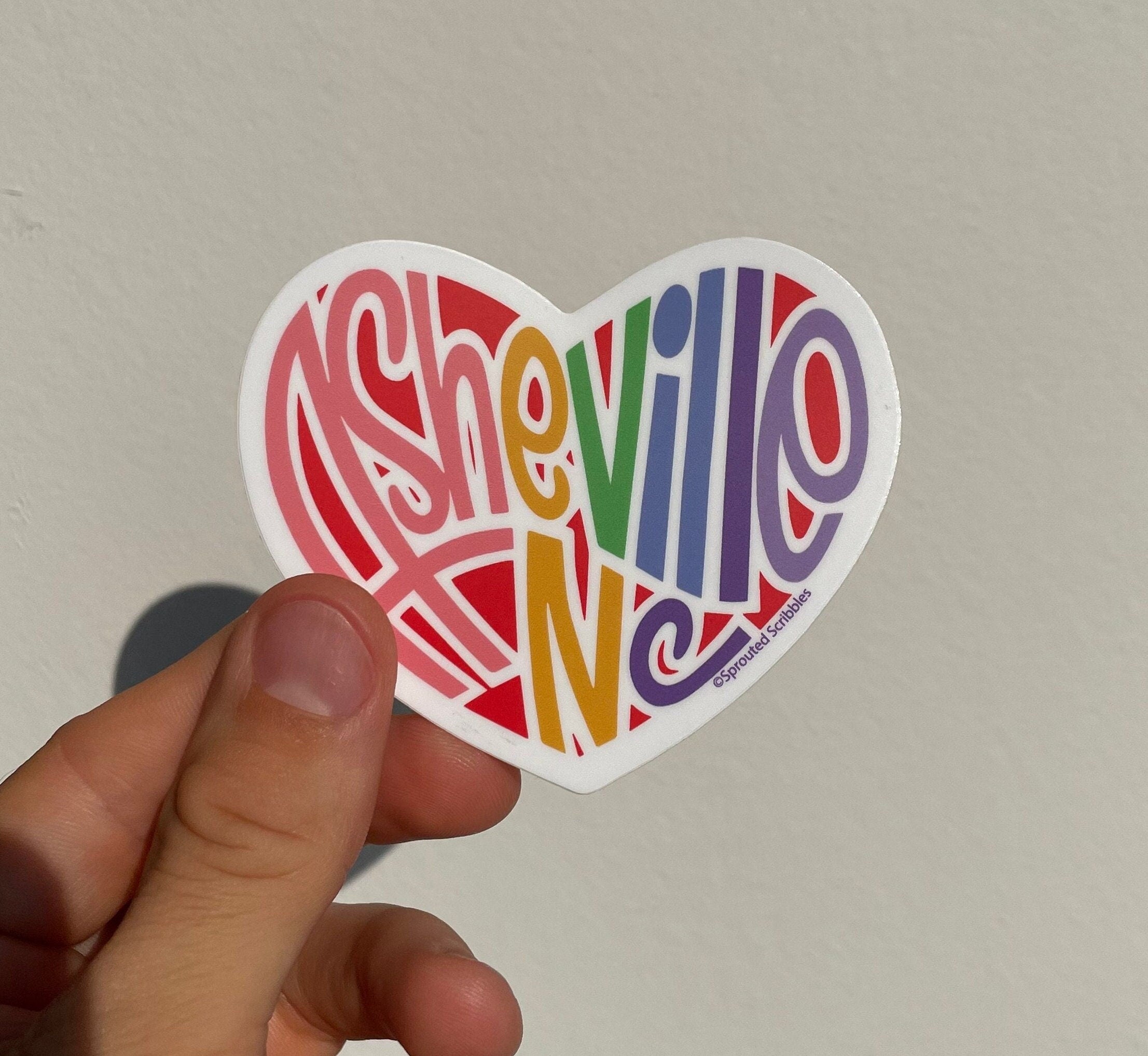 Asheville Heart Sticker | Colorful Rainbow
