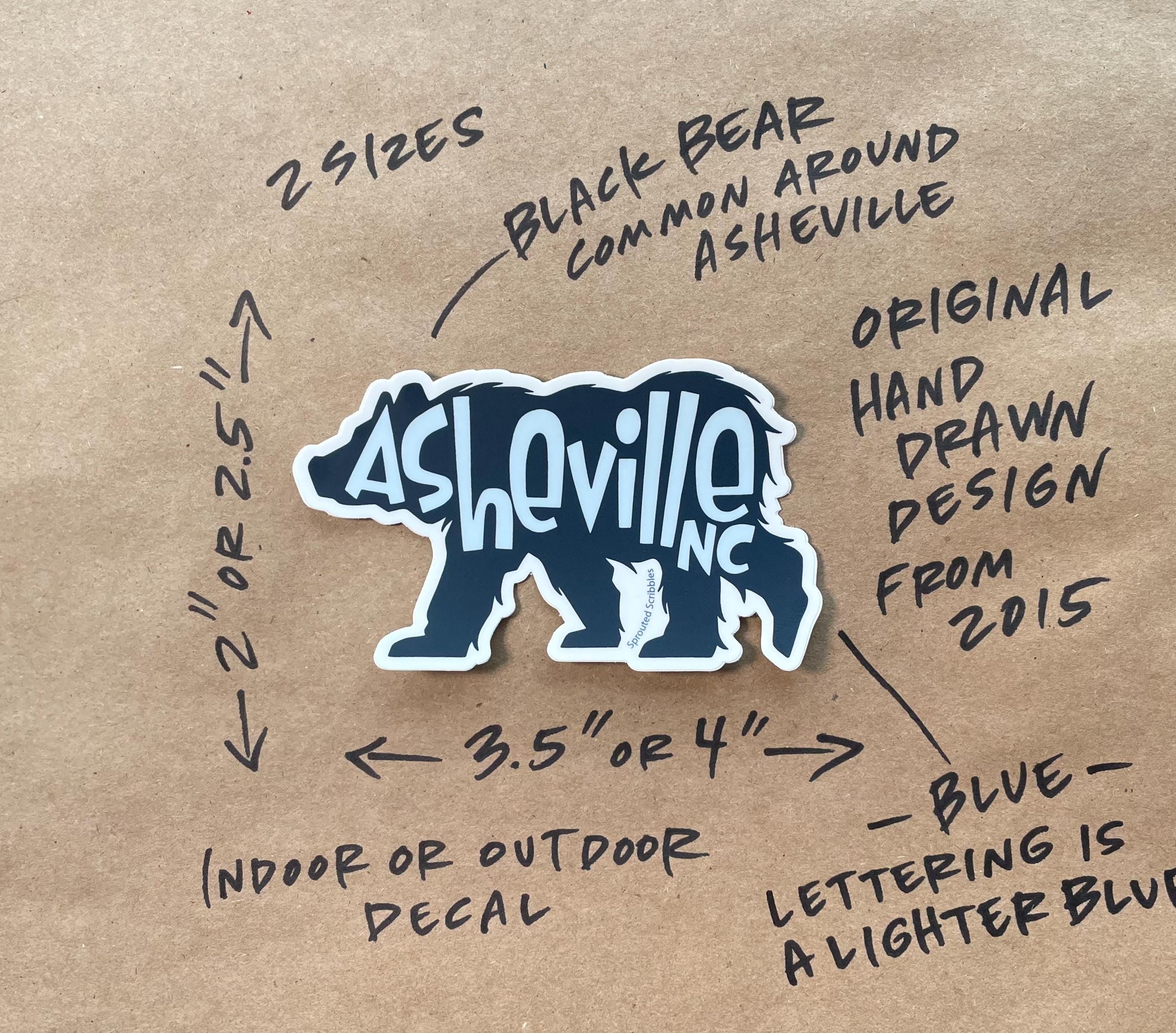 Asheville Bear Sticker | Weatherproof Vinyl Travel Souvenir