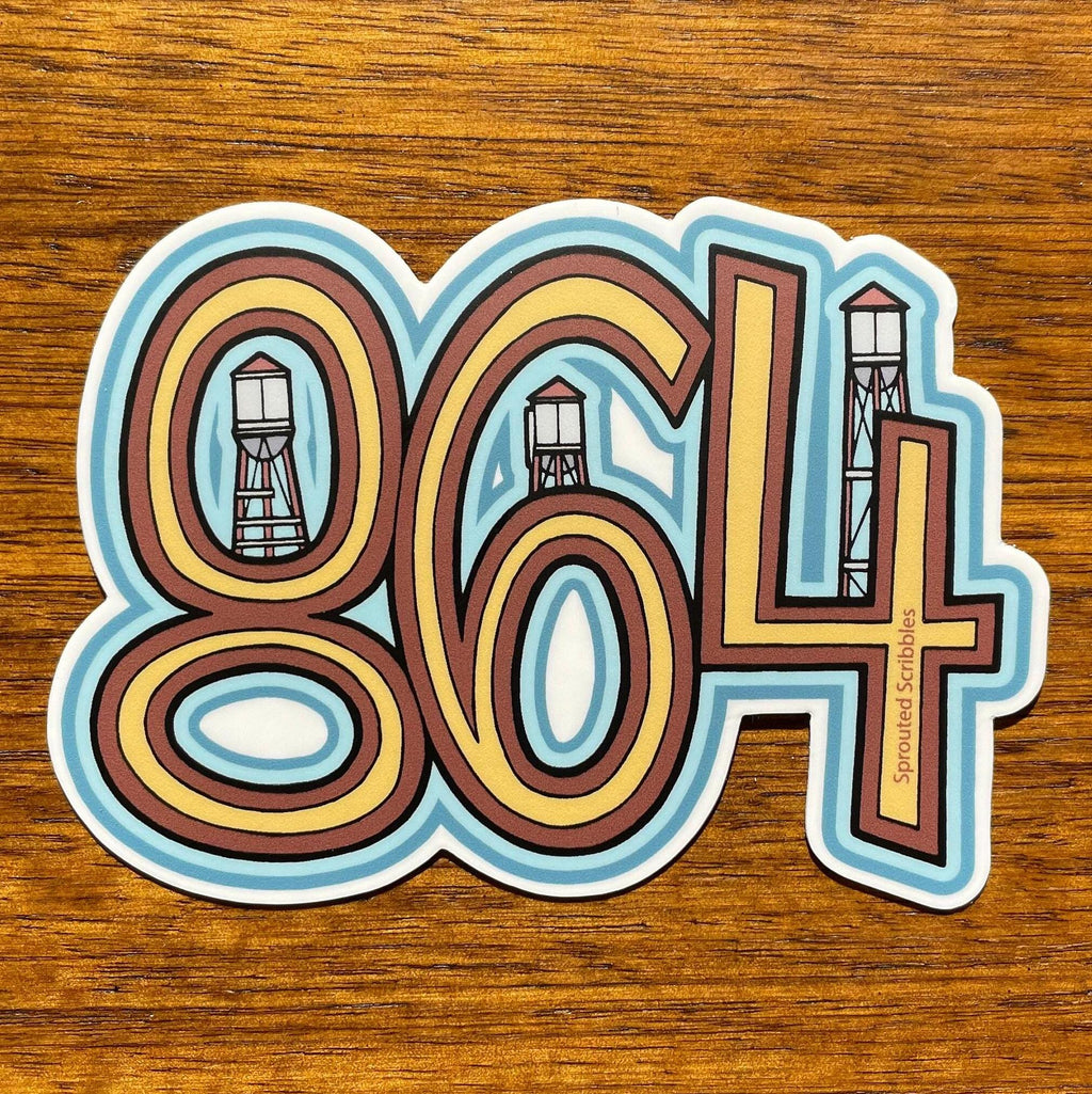 864 Area Code Sticker