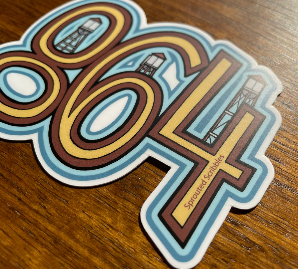 864 Area Code Sticker