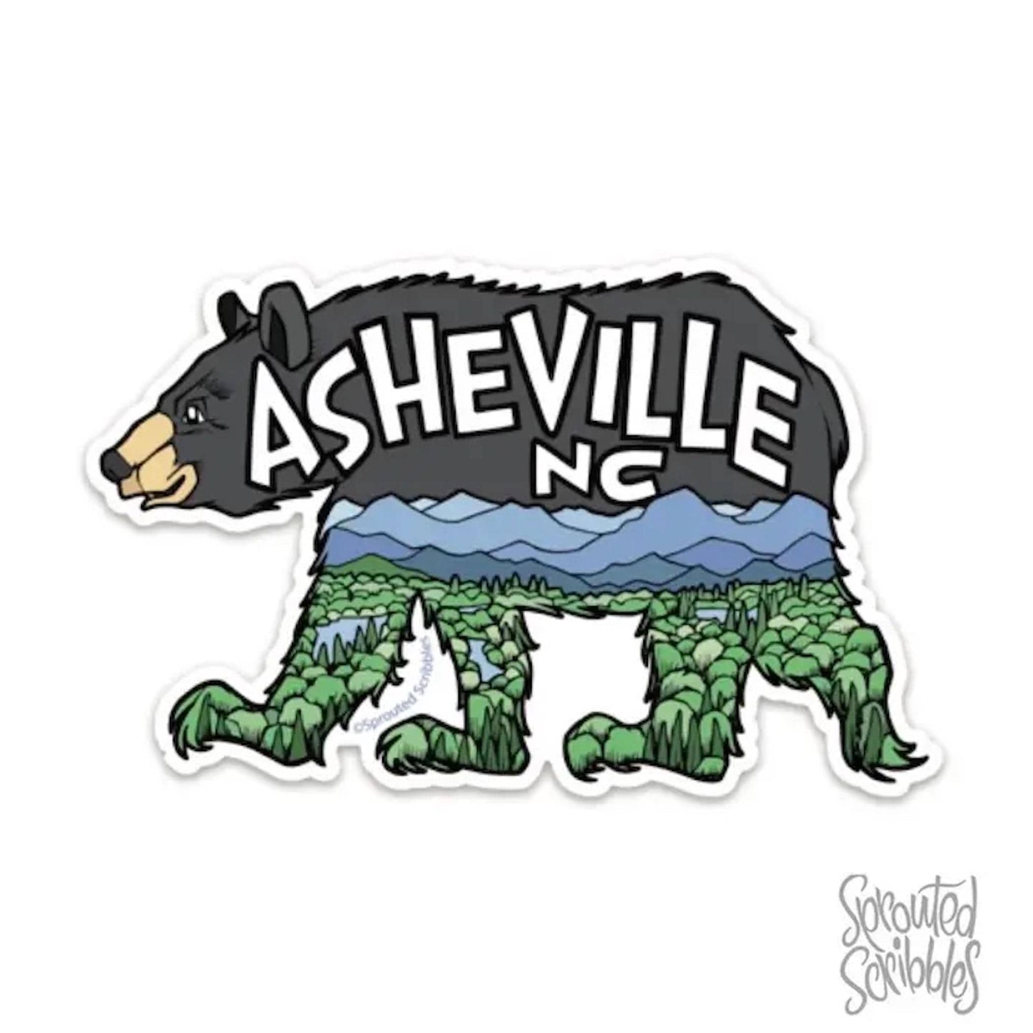 Asheville Bear Sticker | Blue Ridge Mountains Scene